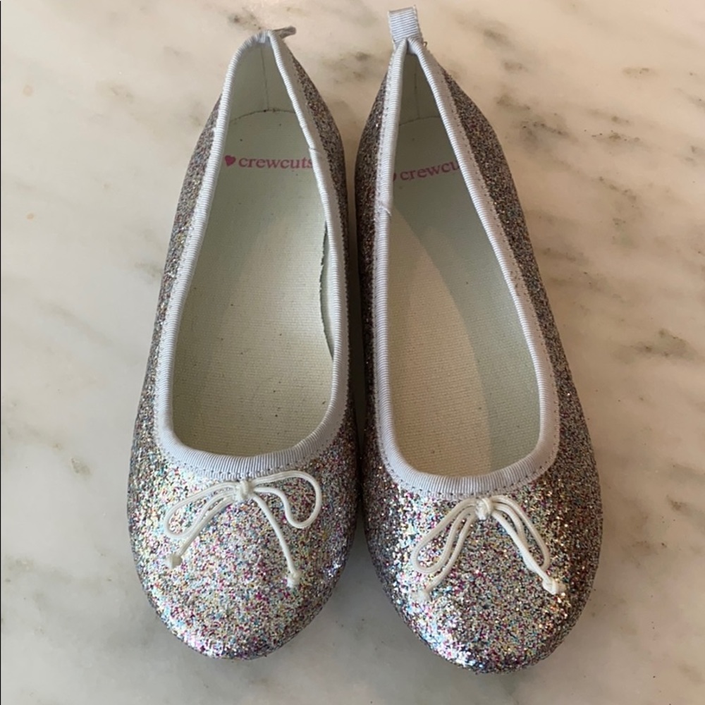 Crewcuts silver glitter ballet flats
